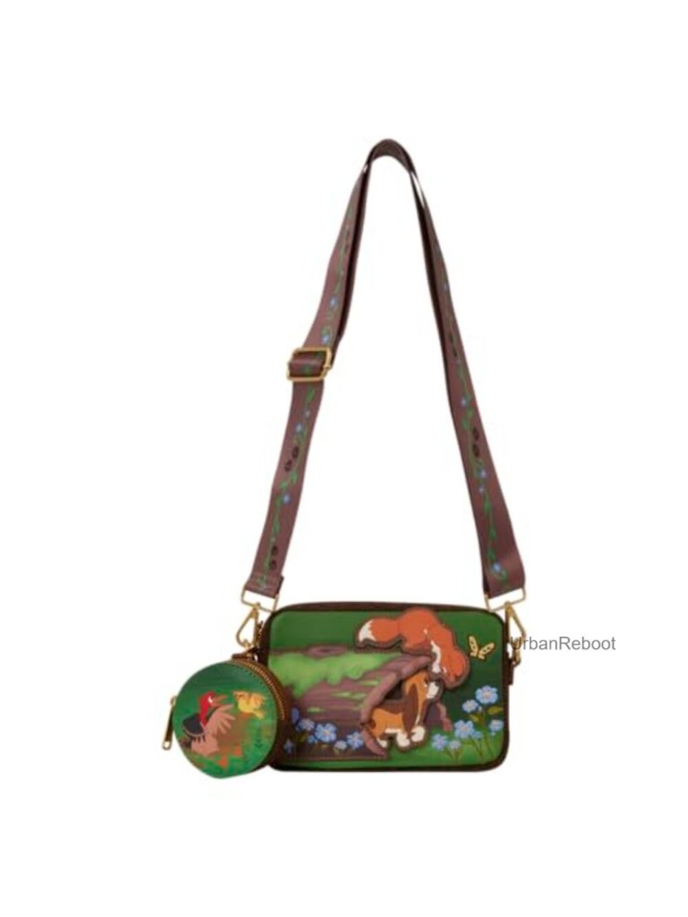 Loungefly Disney Fox and the Hound Tote Crossbody Bag with Coin Bag Faux Leather